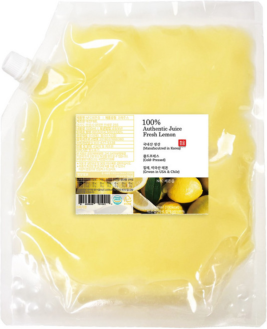 100% 레몬 냉동착즙 주스, 1kg, 1개