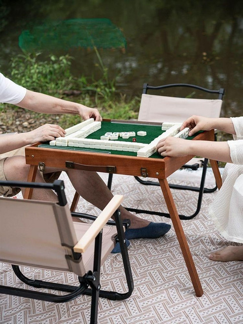 접이식 고스톱 테이블 포커 마작테이블 실내 체스 식탁 보드 탁자 높이조절, 직각형 마작 테이블30 파랑 마작4 의자