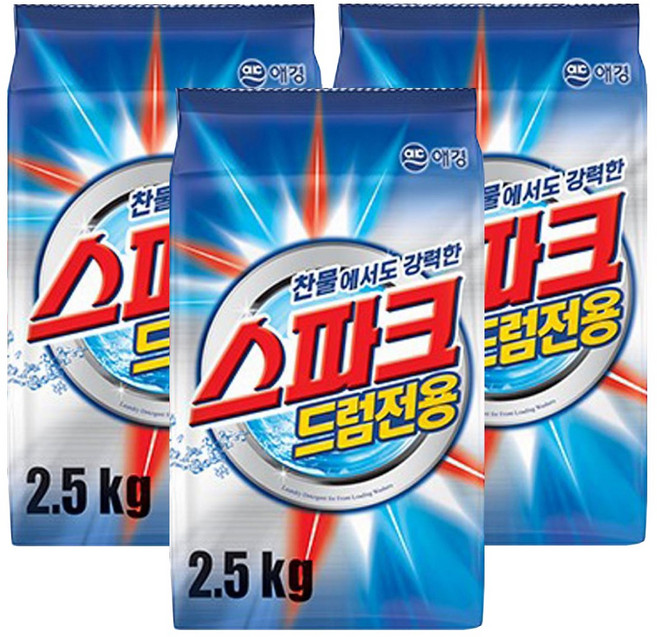 애경 스파크드럼 2.5kg리필 찬물 드럼전용, 2.5kg, 3개