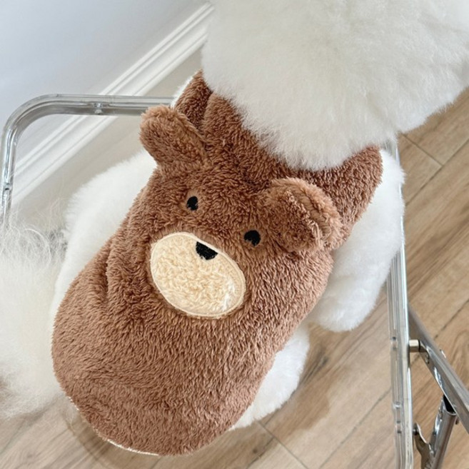 지지주 강아지옷 곰돌이뽀글이 고양이옷 겨울옷 반려견옷 반려묘옷, 1개, 커피