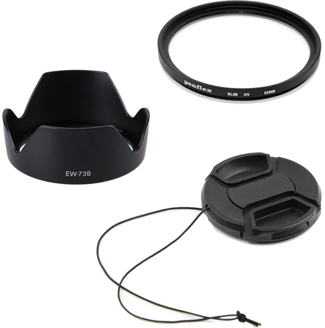 호환 52mm 렌즈 캡 스냅온 전면 카메라 렌즈 커버 (렌즈 캡 키퍼 포함) Fuji XC 15-45mm f3.5-5.6 Canon E, 04 77mm, 02 UV hood lens cap