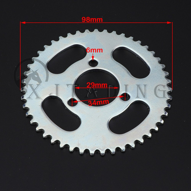 미니 모토 ATV 쿼드 더트 피트 포켓 자전거 스쿠터 부품 25H 47T 55T 65T 68T 70T 80T 92T 톱니 29MM 리어 스프로킷 47CC 49CC, 25H 47T 3 holes, 1개