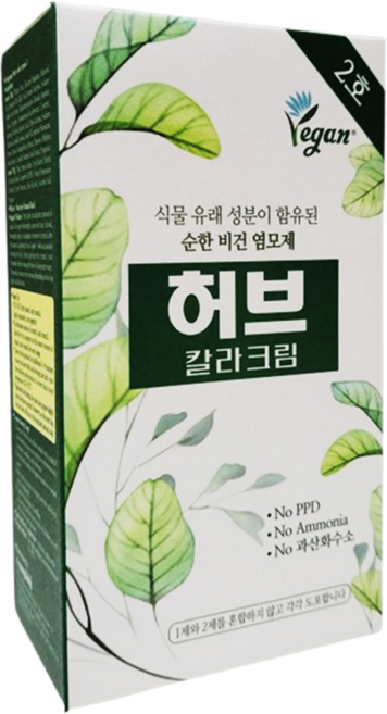 동성제약 염색약 허브 칼라크림 순한 비건 염모제, 2호 자연스런 흑색, 5개