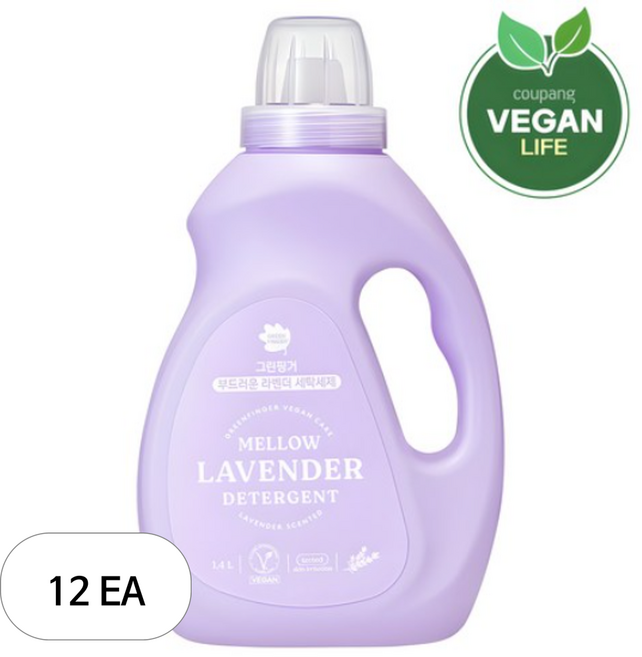 그린핑거 부드러운 라벤더 세탁세제, 1.4L, 12개