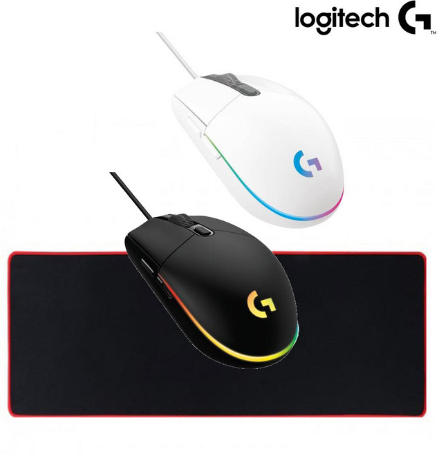 로지텍코리아 정품 G102 2세대 LIGHTSYNC 유선마우스 게이밍 (벌크) + 장패드, 마우스블랙 + 장패드