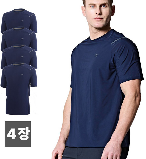 스타일필드 4세트 남성용 쿨 아이스 반팔 워킹 라운드 티셔츠 A307