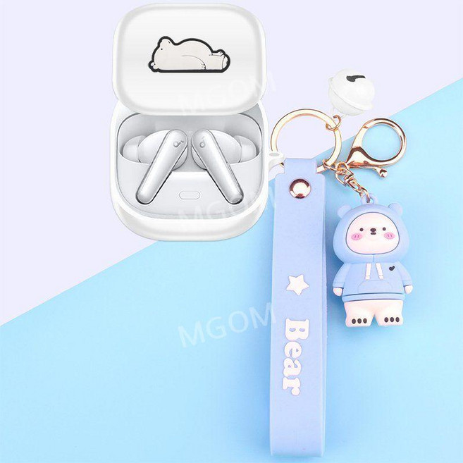 사운드코어 리버티5 호환 케이스 실리콘 커버 보호 무선 Soundcore Liberty5, 화이트+후드곰, 1개