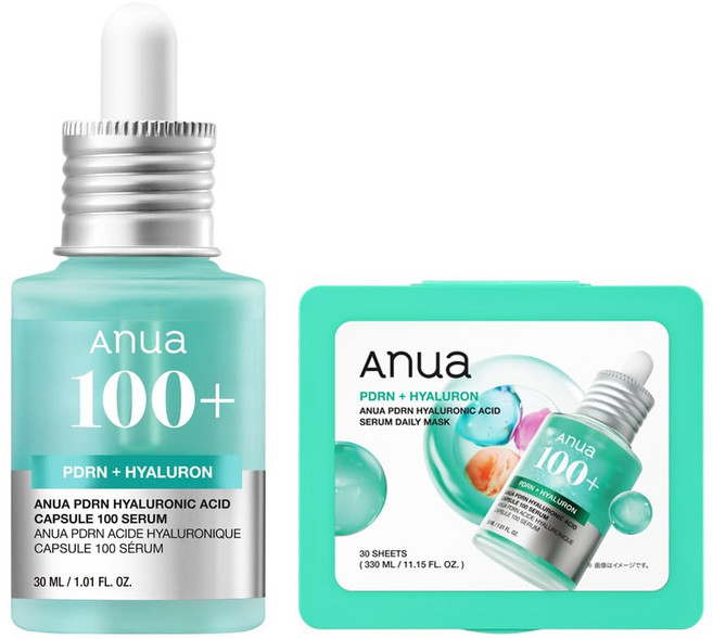 Anua ANUA 아누아 PDRN 히알루론산 캡슐 100 세럼 30ml, 세럼30ml+마스크パック(30장)