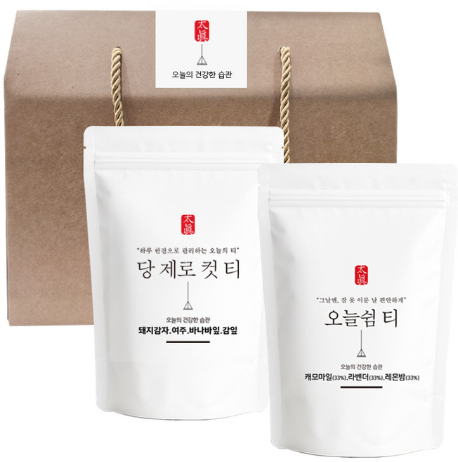 태진당 2종세트 혈당 관리티백 1세트+수면에좋은 차 1세트 건강관리2종세트 구성, 1.5g, 2개, 20개입