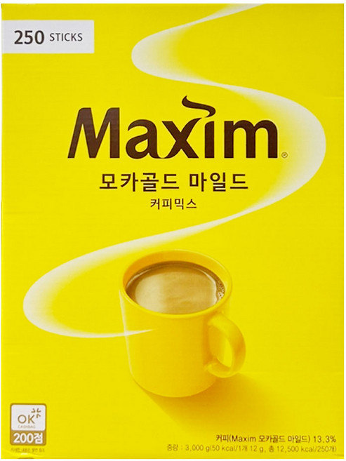 맥심 모카골드 마일드 커피믹스, 12g, 250개입, 1박스