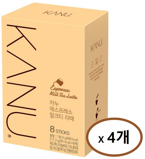 동서식품 카누 에스프레소 밀크티라떼, 17.3g, 8개입, 4개