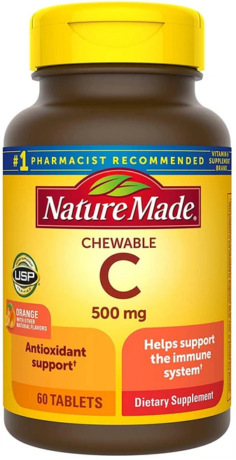 Nature Made 네이처메이드 츄어블 비타민C 500mg 60개 3팩, 3개, 60정 - 쿠팡