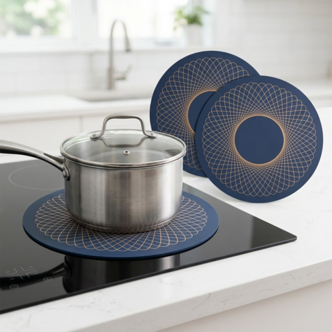 노벨띵즈 논슬립 고내열 인덕션 보호매트, 3개, 네이비