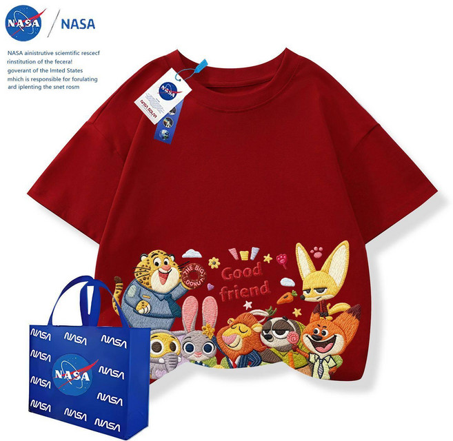 주토피아 캐릭터 빈팔 티셔츠 맨투맨 라운드 순면 면티 키즈 초등학생 봄 여름 동물 프린트, TTZ0627 와인레드