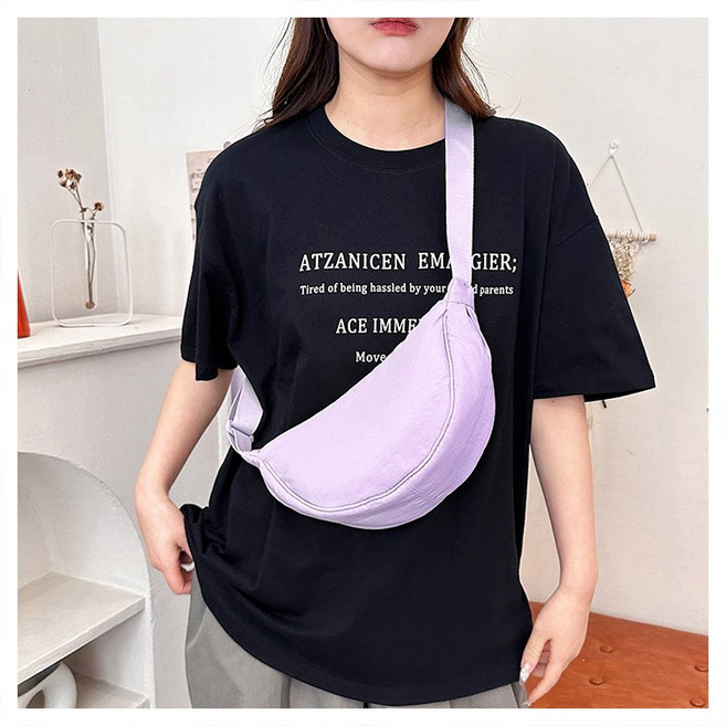 [1+1] 반달가방 반달백 크로스백 여행용 슬링백 숄더백 만두가방 11색상 (봄 시즌 할인), 2개, 퍼플