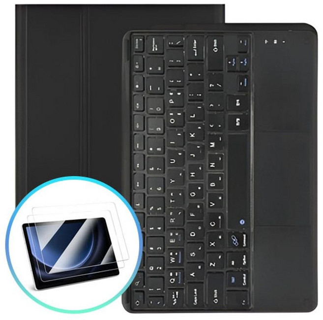 갤럭시탭S8 울트라 파스텔 터치패드 키보드 케이스+액정 보호필름 2매, 블랙/강화 보호필름, 상세페이지 참조