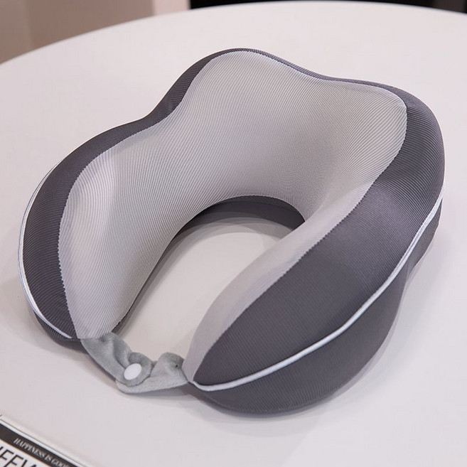 u型枕 護頸枕 旅遊搭子 飛機旅行 頸部靠枕 車用 頸椎枕 高鐵便攜, 1個, 淺灰內深灰外【冰絲款/升級記憶棉內芯】