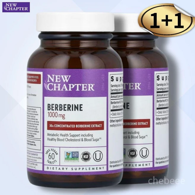 뉴챕터 베르베린 1000mg 60정 2병 인도산 바베리 30배 농축 - 쿠팡