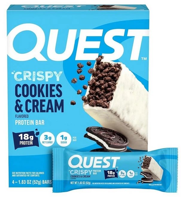 퀘스트 프로틴바 크리스피 쿠키앤크림 52g 4팩 - 쿠팡