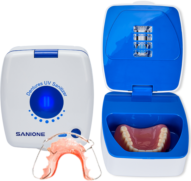 세니원 살균기/ UV와 오존 동시 살균 틀니 의치 마우스피스 소독 보관 치아 교정기 세척 교정 유지장치 세척기 보관함, 1개