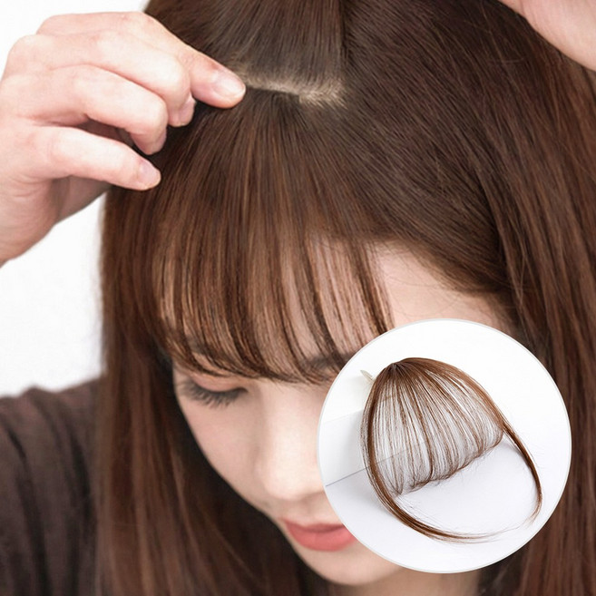 일호장신구 내추럴핏 시스루 앞머리 가발핀 시스루뱅 자연스러운 부분헤어 셀프앞머리 커버연출, 1개, 라이트브라운