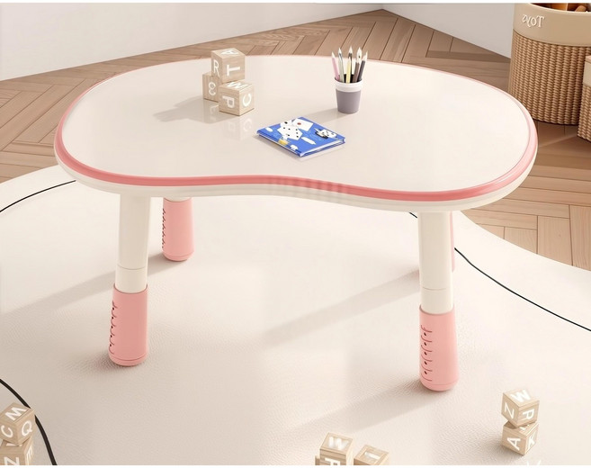 유아용 높이 조절 학습책상 유치원 조기교육 책상 의자 아기 책상, 핑크