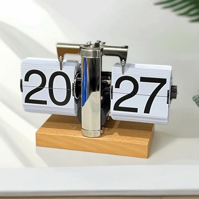自動翻頁時鐘 木座顯示大數字座鐘 24小時制, 翻頁鍾木座24小時亮光送電池, N/A