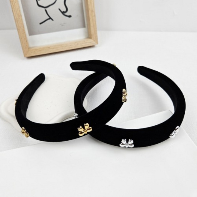 무이토린다 벨벳 리본참 포인트 헤어밴드