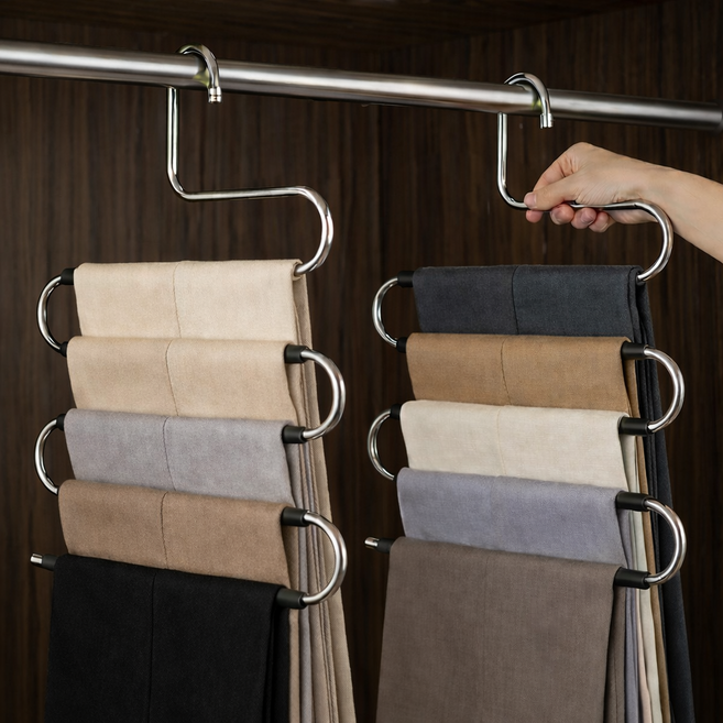 리프하임 공간절약 미끄럼방지 바지걸이, 2개, 실버