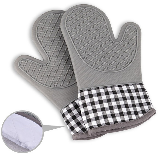 올라이프지 실리콘 냄비 오븐 장갑 양손 내열 주방 2P, 1세트, 그레이