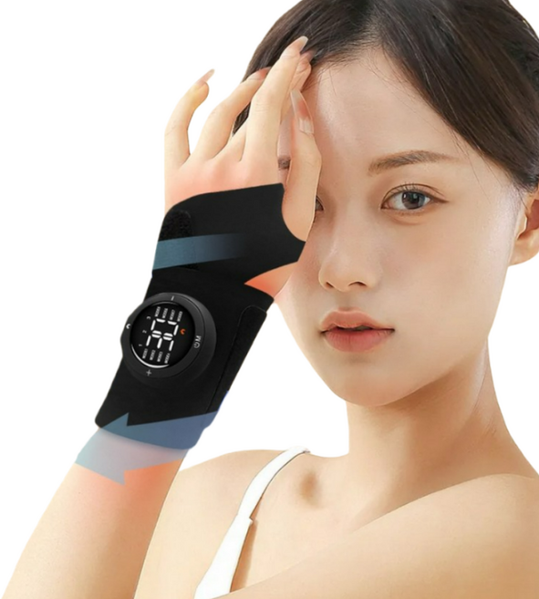 손목마사지기 EMS 저주파 손목 마사지기 손마사지기 EMS 손 안마기 손목 손목안마기 저주파마사지기 무선 온열 찜질 손목 보호대 통증완화 안마기, 블랙