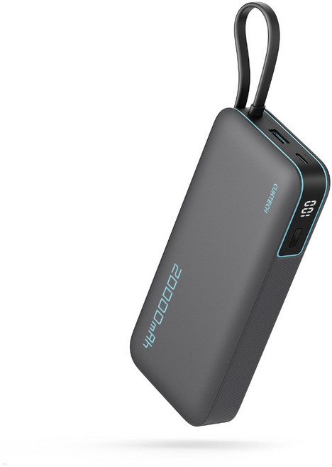 酷態科 CP25 電能塊 自帶線行動電源 20000mAh 55W 輸出 PB200N, 灰色 (BSMI / CCC 雙認証),7天, 灰色