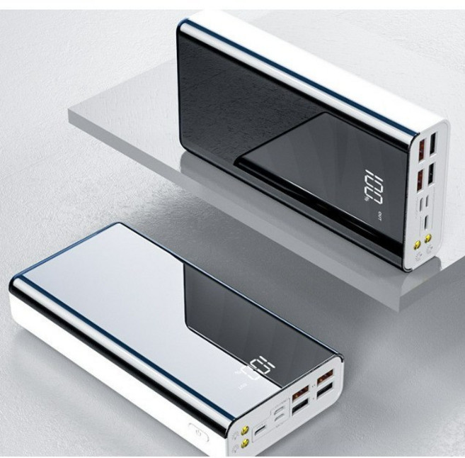PYHO 고속충전 보조배터리 50000mAh 대용량 LED 조명, 흰색