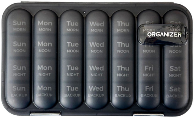알로롱 위클리 캡슐 약통, 매트 블랙, 1개