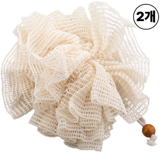 더블뉴 100% 순면 샤워볼 부드러운, 베이지, 1세트, 2개입