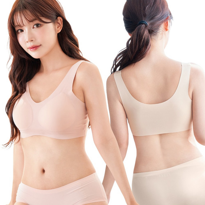 젝소 여성 노와이어 브라자 편한 일체형 심리스 브래지어 2P