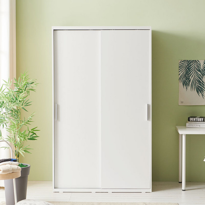 라자가구 위드 빅 1200 슬라이딩 옷장 행거형 jy195, 화이트화이트