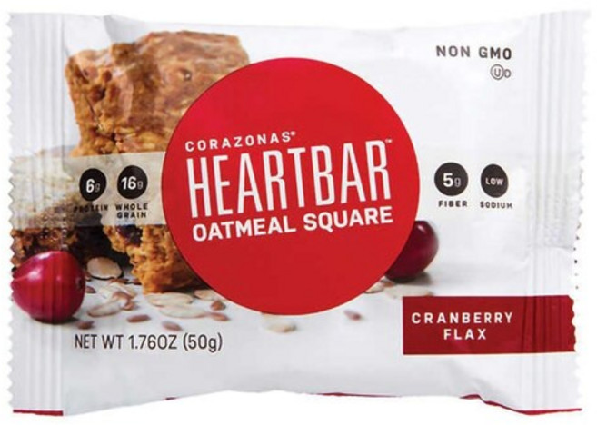 Corazonas 코라조나스 하트 바 오트밀 스퀘어 프로틴바 크렌베리 플랙스 50g x 72팩 Heart