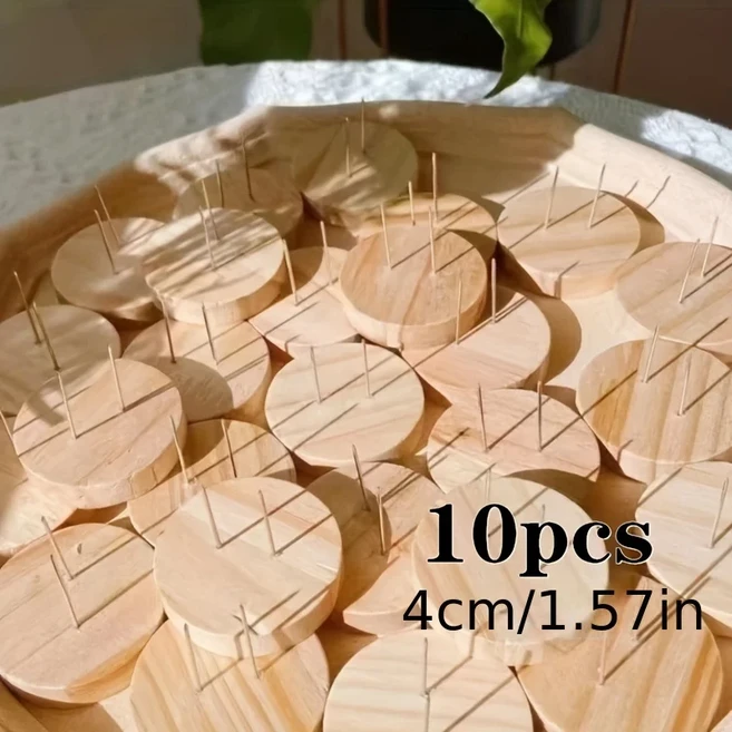 5/10개입 크로셰 인형 스탠드 원형 나무 디스플레이 스탠드 펠트 동물 인형 장난감 나무 받침대 액션 피, 03 4cm 10pcs