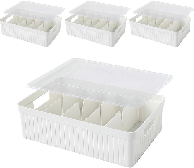 집이지 카니카니 양말 속옷 칸막이 정리함 세트, 화이트, 4개