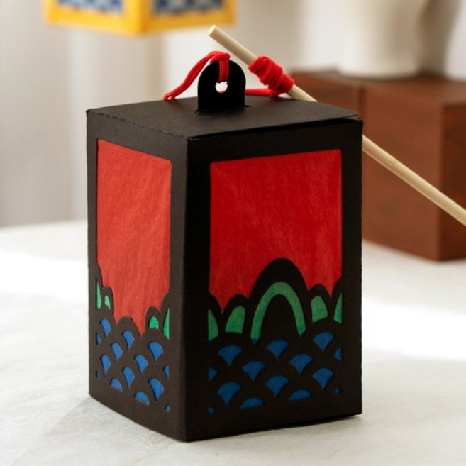 명절만들기키트 전통등(LED세트) 무드등 청사초롱, 무지 검정