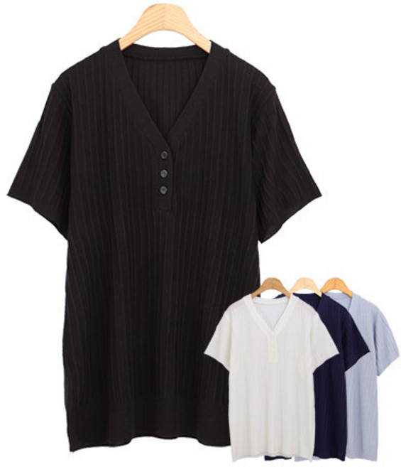 스웰 여성용 빅사이즈 반팔 니트 티셔츠 와이반팔니트(ET3667)