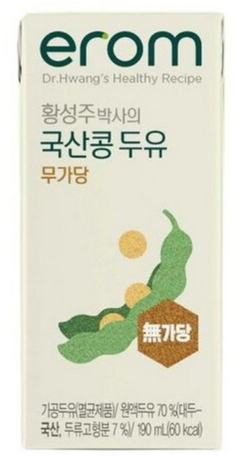 이롬 황성주 박사의 국산콩 두유 무가당, 190ml, 20개