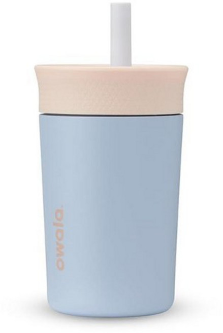 오왈라 키즈 스테인리스 텀블러 12oz 피크닉, 탠 및 블루, 1개