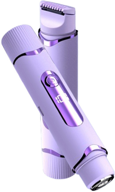 제모 셀프케어 2가지 모드 USB충전식 y존 겨드랑이 무선 모근제거기 듀얼 헤드 LED 디스플레이, 퍼플, 모근제거+제모면도기
