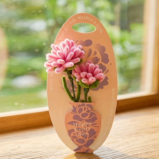 제너럴케이 모루 철사 카네이션 꽃 2송이 만들기 세트, 1세트, 진핑크