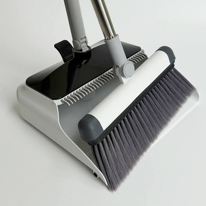 자동 먼지 털이 쓰레받기 빗자루세트 청소용품, 화이트, 1개