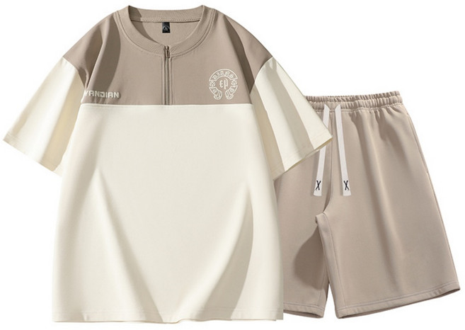 THE G&G 남녀공용 반집업 트레이닝 반팔 반바지 세트 여름 캐주얼 스포츠 상하복 BBX