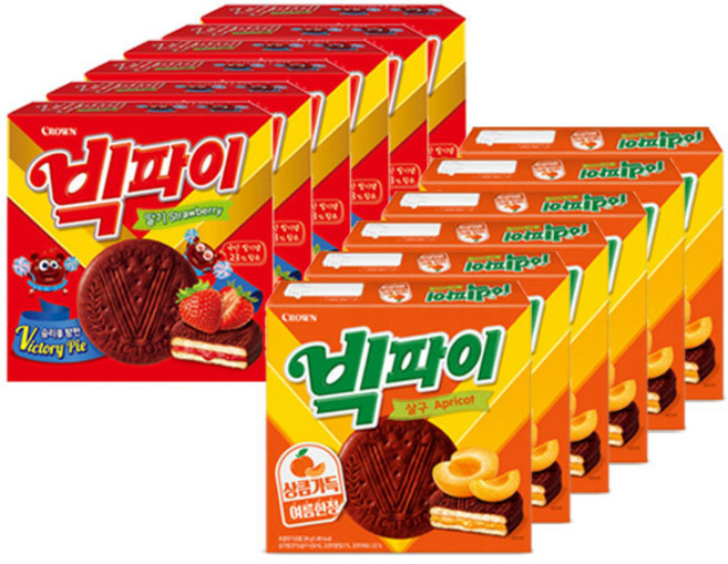 크라운 빅파이 살구맛324g+딸기324g, 1세트, 각6개(총12개)