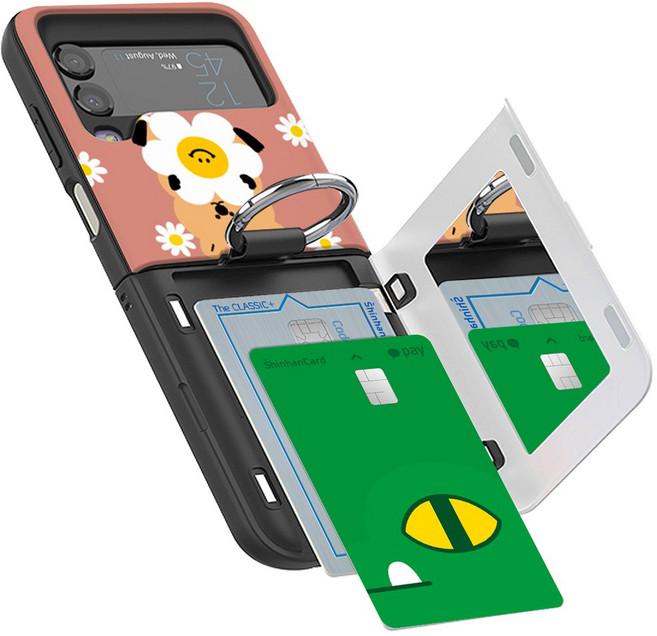 뿌잉커머스 마그네틱 도어 세이프 링고리 범퍼 Z플립 3 4 (공용) 케이스 카드 + 사은품 전자파 차단 스티커 증정